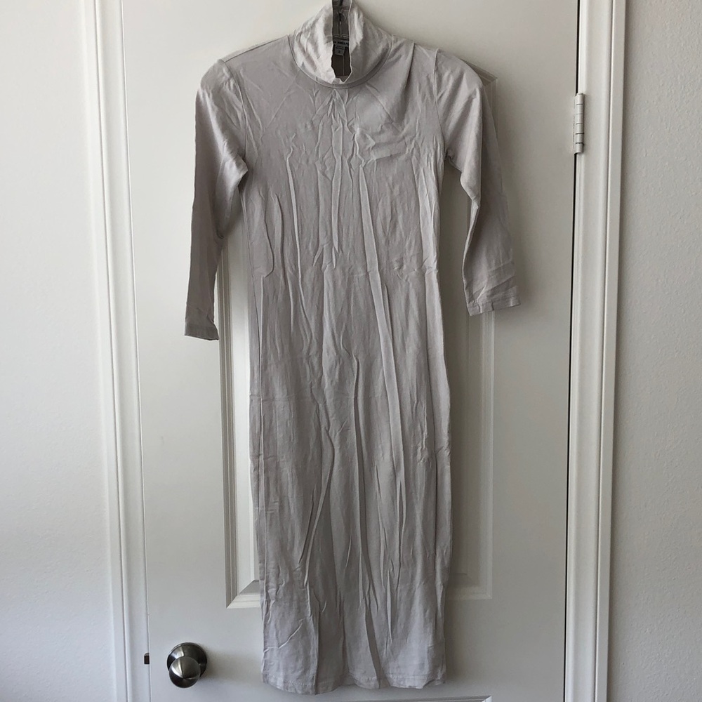 James Perse Light Beige Midi Turtleneck Dress
